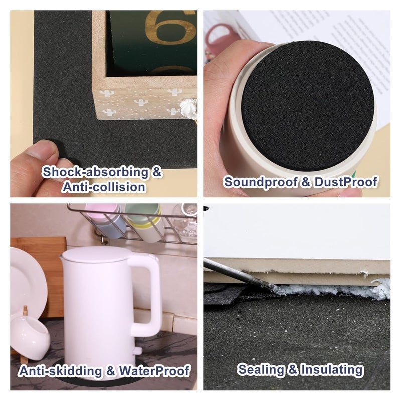 Zelphvt 6 Pcs Adhesive Foam Padding, Closed Cell Foam 1/4" Thick Adhesive Rubber Pads 4" X 4" Anti-Slip Vibration Pads for Furniture, Cars, Speakers, DIY - Image 5